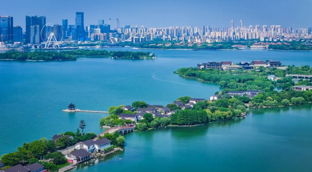 金鸡湖鸟瞰图。苏州工业园区供图